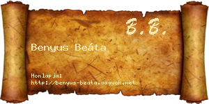 Benyus Beáta névjegykártya