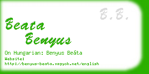 beata benyus business card