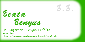 beata benyus business card